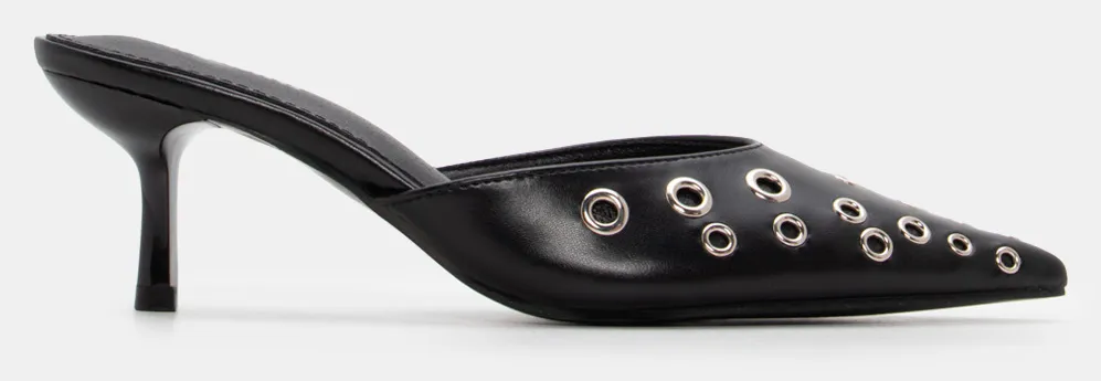 Mules Μυτερά με Διακοσμητικά Τρούκς - Μαύρο