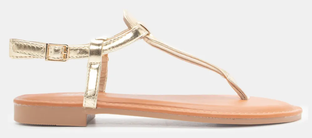 Flat Σανδάλια με Τόκα - Χρυσό