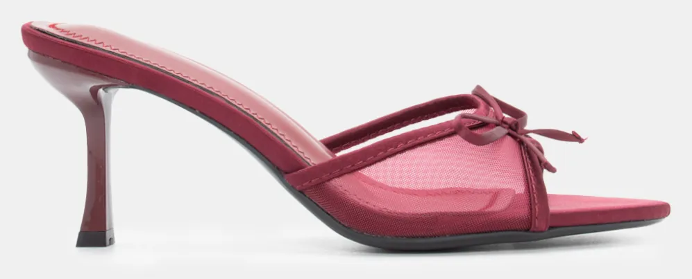Mules με Δίχτυ & Διακοσμητικό Φιόγκο - Μπορντό