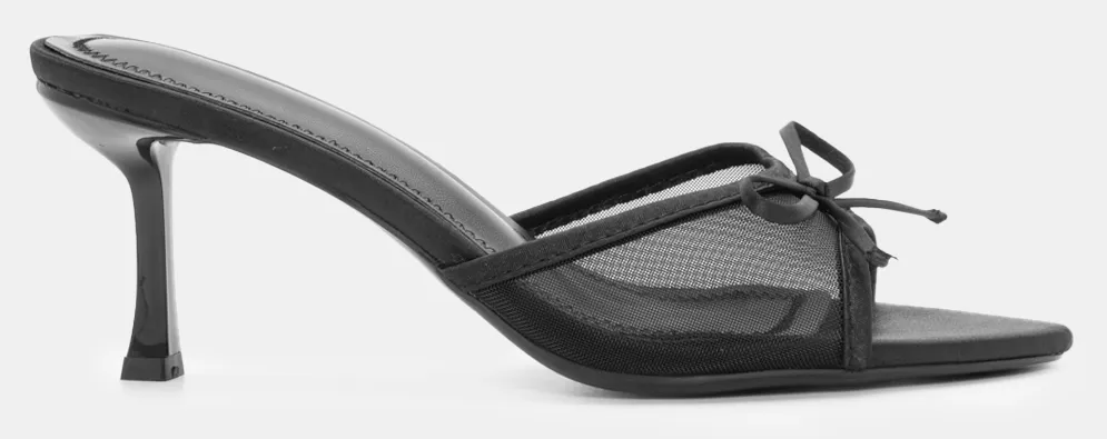 Mules με Δίχτυ & Διακοσμητικό Φιόγκο - Μαύρο