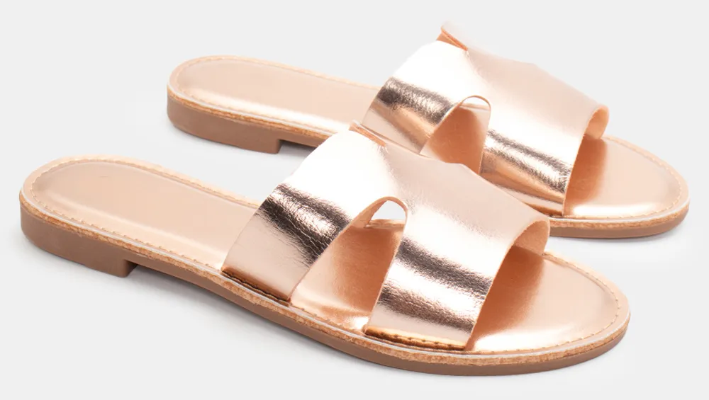 Flat Σανδάλια με Ανοίγματα στο Πλάι - Χαλκός