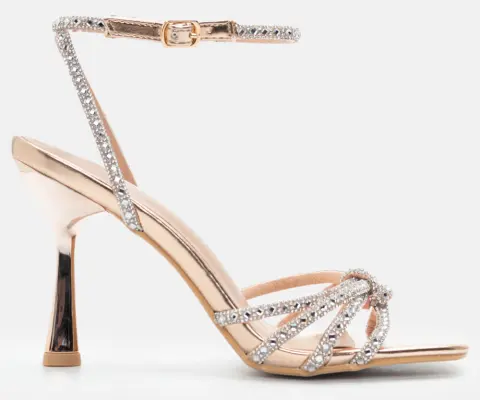 Πέδιλα με Στριφτό Λουράκι & Strass - Χαλκός