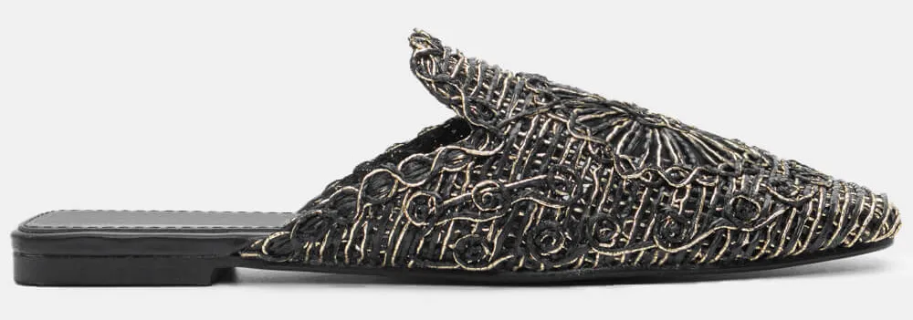 Mules με Πλεκτό Σχέδιο - Μαύρο