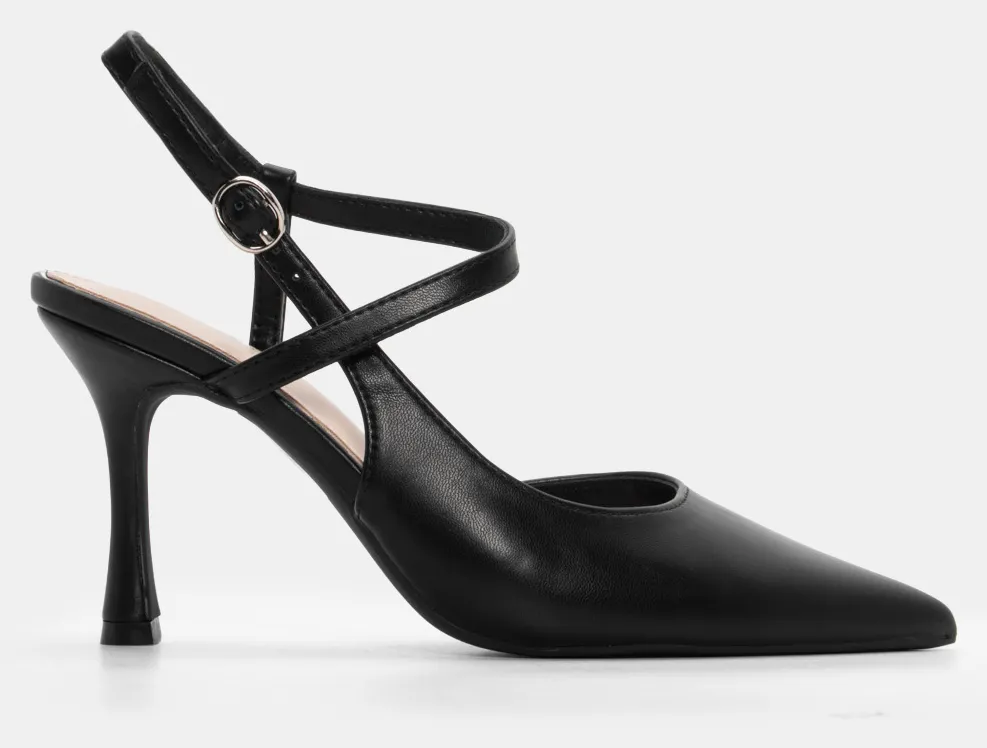 Γόβες Μυτερές Slingback - Μαύρο