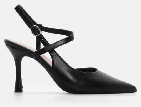 Γόβες Μυτερές Slingback - Μαύρο