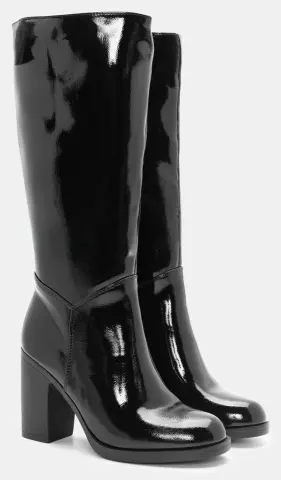 Μπότες με Τακούνι - Μαύρο-Λουστρίνι