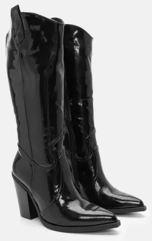 Μπότες Μυτερές Cowboy - Μαύρο-Λουστρίνι