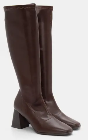 Μπότες Κάλτσα με Ραφές - Καφέ Σκούρο
