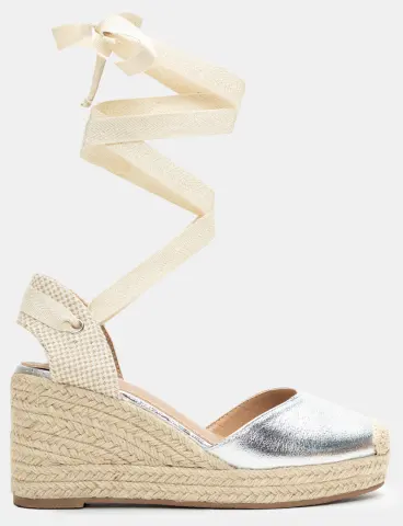 Πλατφόρμες Εσπαντρίγιες Lace Up - Ασημί