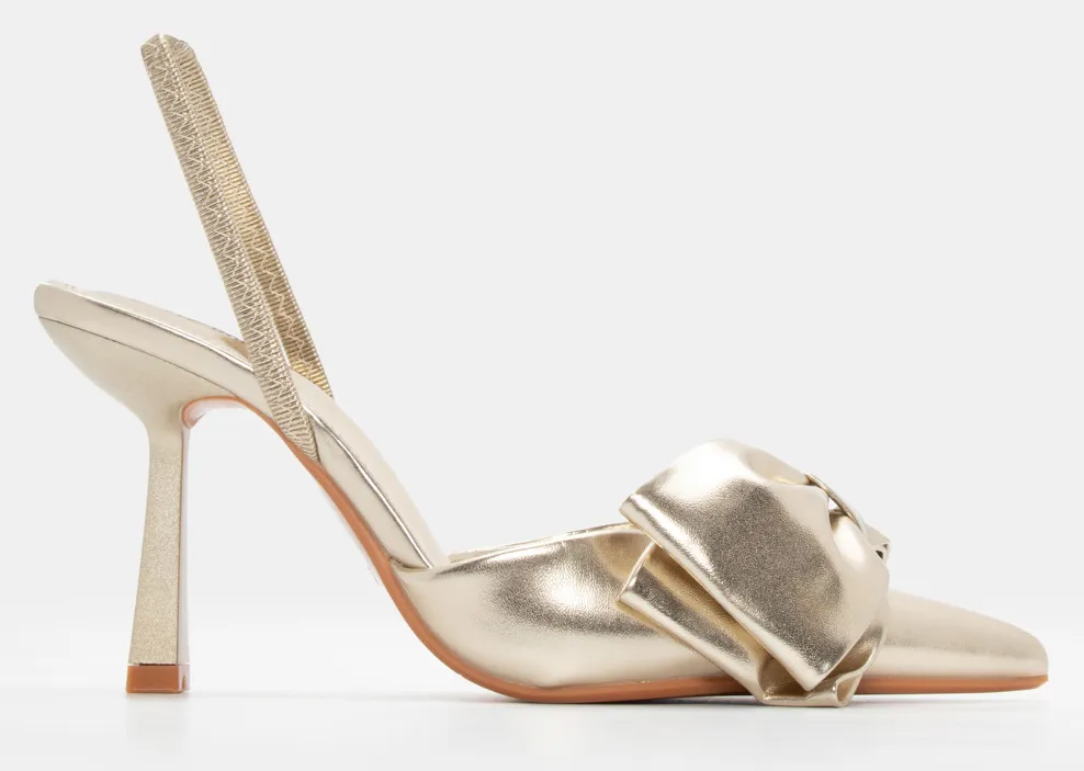 Γόβες Μυτερές με Διακοσμητικό Φιόγκο - Χρυσό