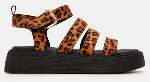 Σανδάλια Flatform με Λουράκια & Τόκα - Animal Print