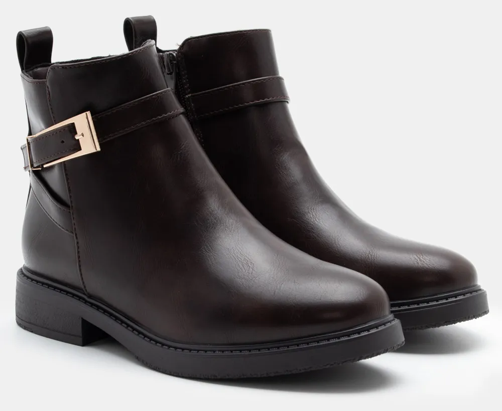 Μποτάκια με Διακοσμητική Τόκα - Καφέ Σκούρο