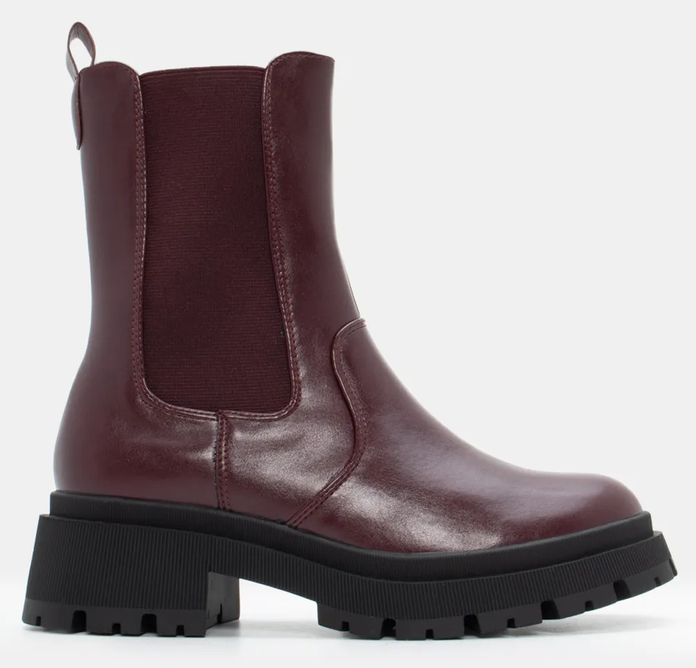 Μποτάκια Chelsea με Τρακτερωτή Σόλα - Μπορντό