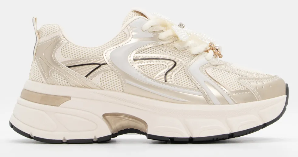 Sneakers με Διακοσμητικό Λουλούδι από Χάντρες - Χρυσό