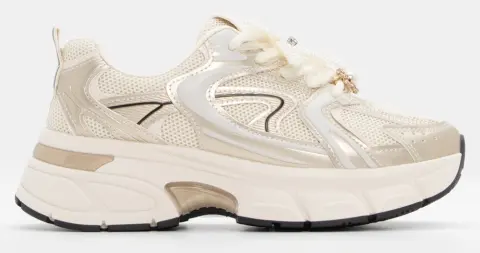 Sneakers με Διακοσμητικό Λουλούδι από Χάντρες - Χρυσό