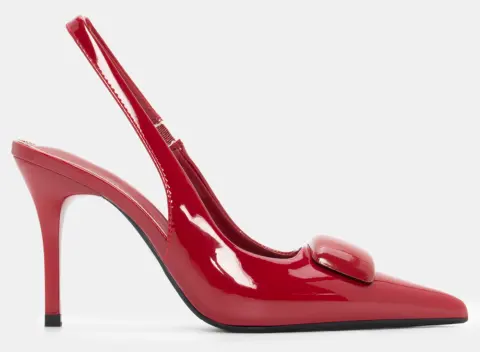 Γόβες Μυτερές Slingback με Λάστιχο - Μπορντό-Λουστρίνι