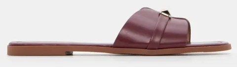 Flat Σανδάλια με Μεταλλική Τόκα - Μπορντό