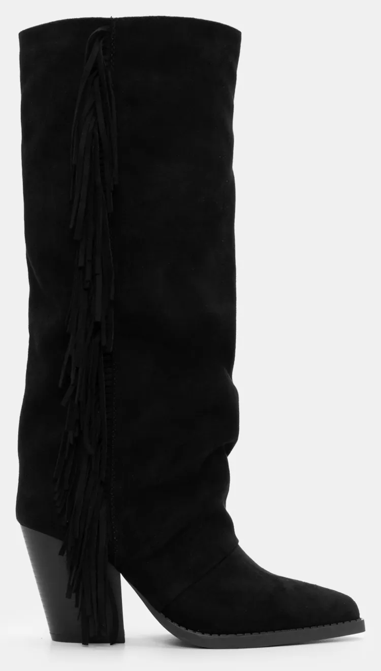 Μπότες Cowboy με Κρόσσια - Μαύρο