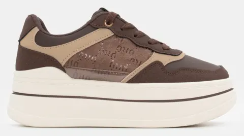 Sneakers σε Συνδυασμό Χρωμάτων & Υλικών - Καφέ Σκούρο