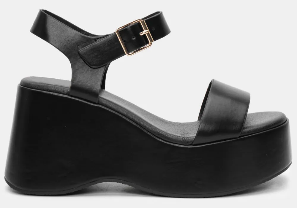 Πλατφόρμες με Μπαρέτα & Λουράκια - Μαύρο