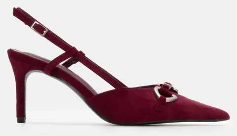 Γόβες Μυτερές με Διακοσμητική Αγκράφα - Μπορντό