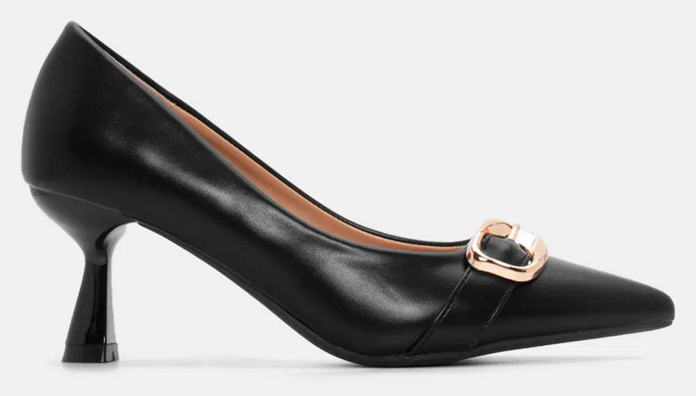 Γόβες με Διακοσμητική Τόκα - Μαύρο-Ματ