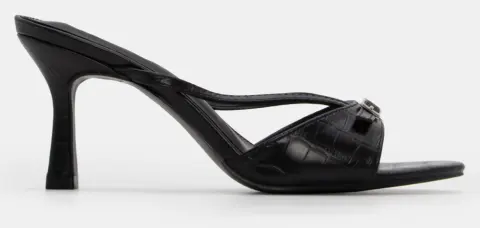 Mules Croco με Τόκα - Μαύρο