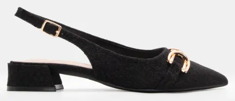 Γοβάκια Μυτερά με Διακοσμητική Αγκράφα - Μαύρο