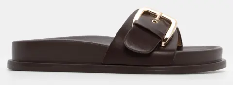 Σανδάλια Flatform με Ζωνάκι - Καφέ Σκούρο