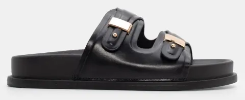 Σανδάλια Flatform με Μεταλλικές Λεπτομέρειες - Μαύρο