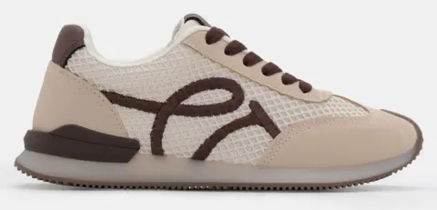 Sneakers σε Συνδυασμό Υλικών με Δίχτυ - Μπεζ