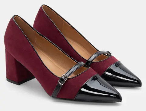 Γόβες Μυτερές με Λουράκι - Μπορντό