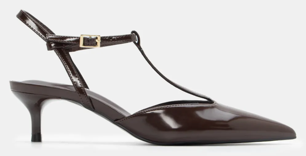 Γόβες Μυτερές με Μπαρέτα - Καφέ Σκούρο