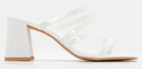 Mules με Λουράκια - Λευκό-Λουστρίνι