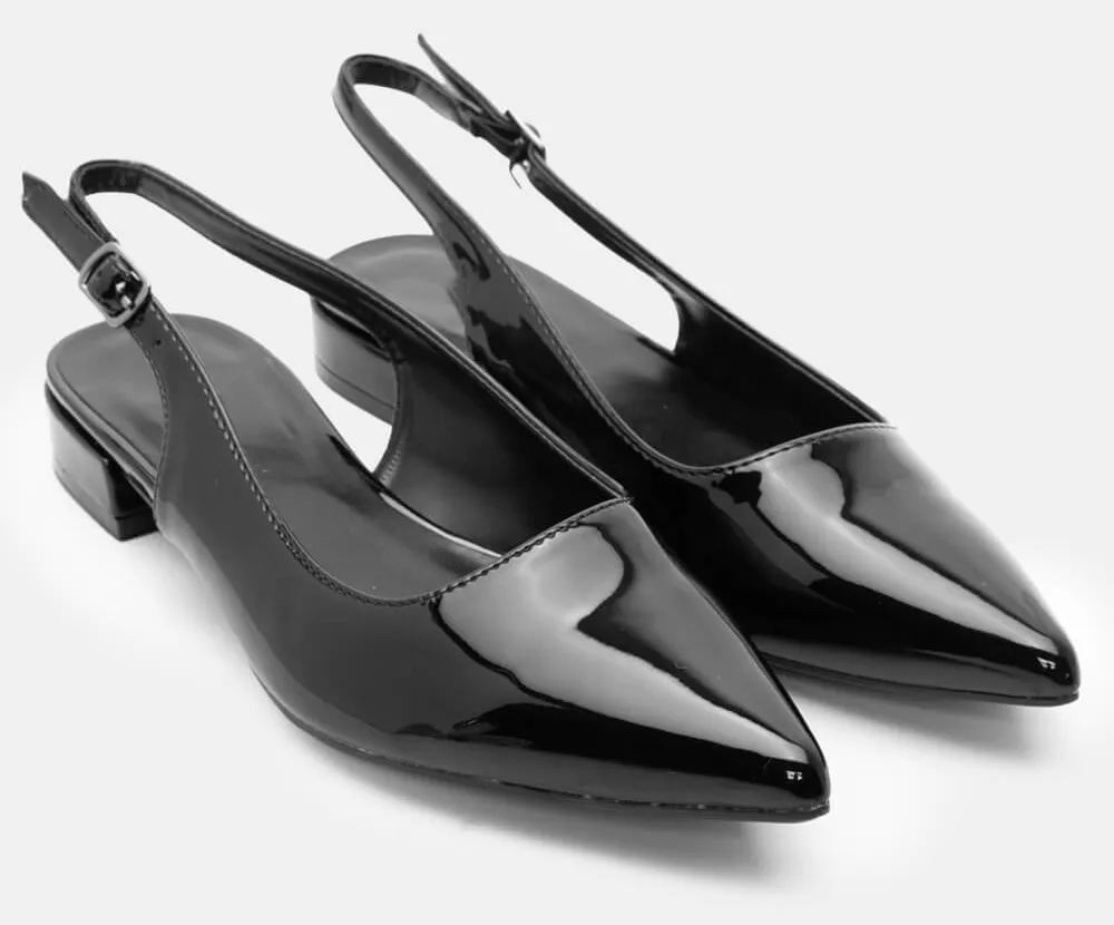 Γοβάκια Λουστρίνι Slingback - Μαύρο-Λουστρίνι