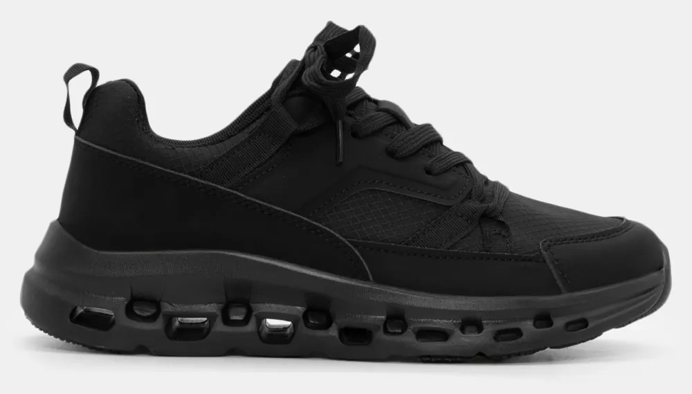 Sneakers σε Συνδυασμό Υλικών - Μαύρο