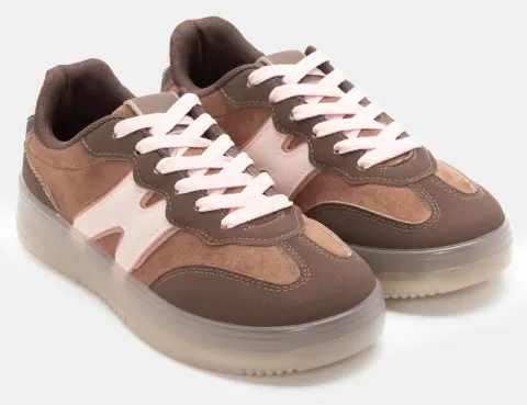 Sneakers σε Συνδυασμό Χρωμάτων - Καφέ Σκούρο