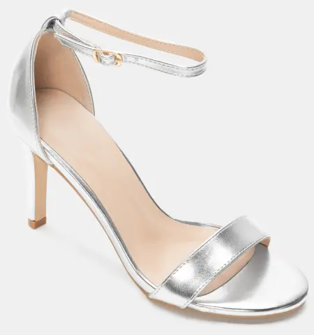 Πέδιλα Στιλέτο με Μπαρέτα - Ασημί