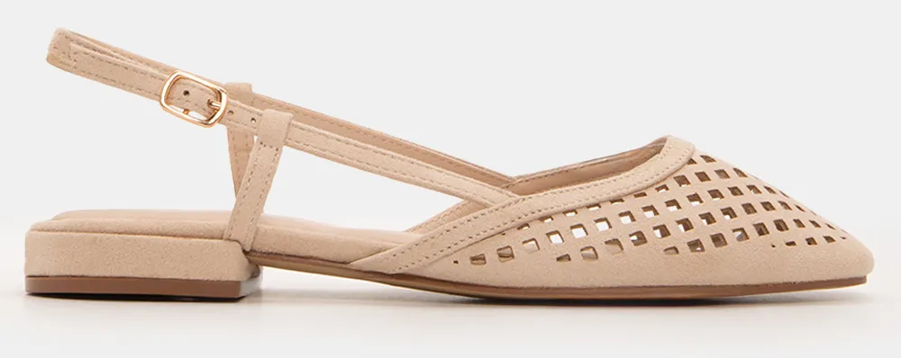 Γοβάκια Slingback με Τόκα - Μπεζ-Σκούρο