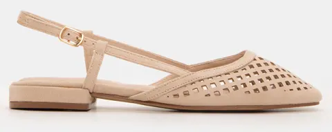 Γοβάκια Slingback με Τόκα - Μπεζ-Σκούρο