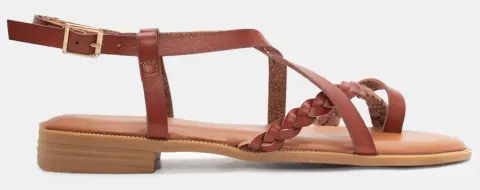 Flat Σανδάλια με Λουράκι Πλεξούδα - Κάμελ