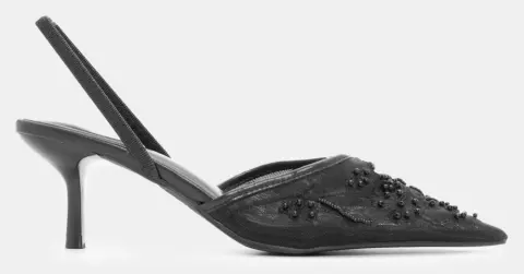 Mules με Δίχτυ & Διακοσμητικές Χάντρες - Μαύρο