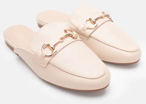 Mules Loafers με Διακοσμητική Αγκράφα - Nude