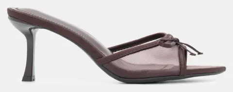 Mules με Δίχτυ & Διακοσμητικό Φιόγκο - Καφέ Σκούρο