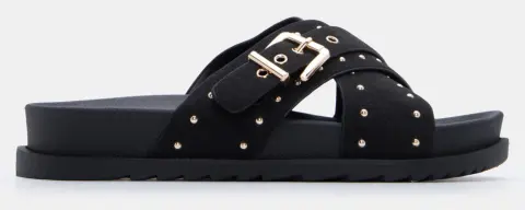 Σανδάλια Flatform με Χιαστί Λουράκια & Τρούκς - Μαύρο