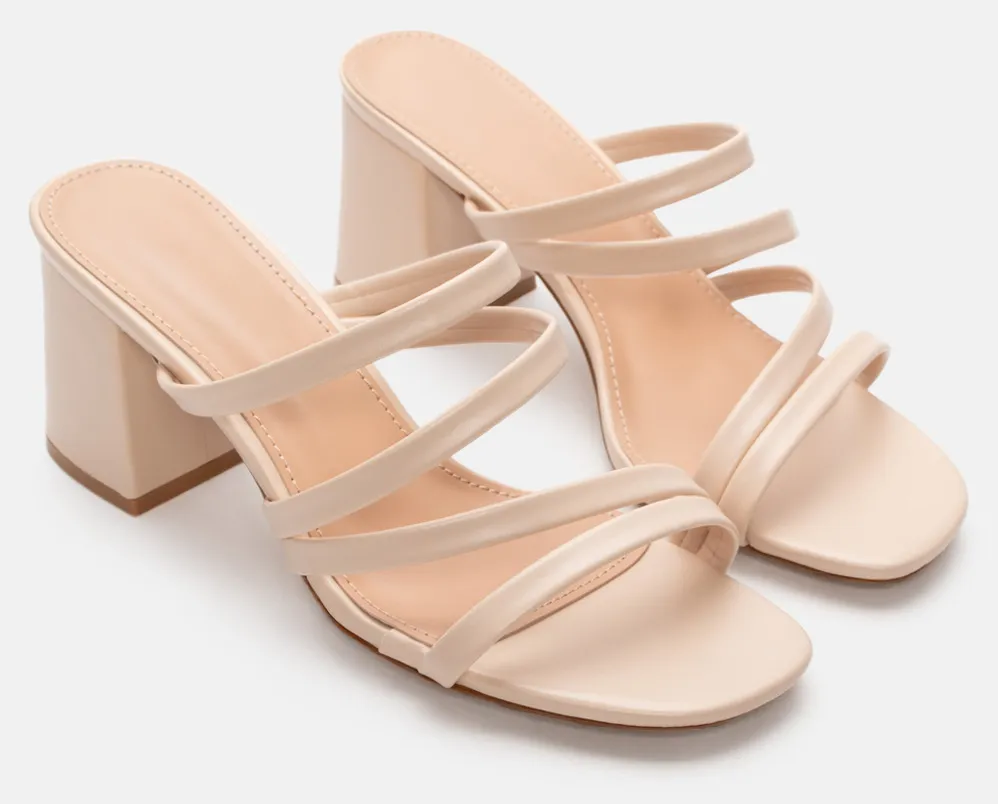 Mules με Πολλαπλά Λουράκια - Μπεζ