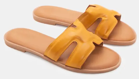 Flat Σανδάλια με Ανοίγματα στο Πλάι - Κίτρινο