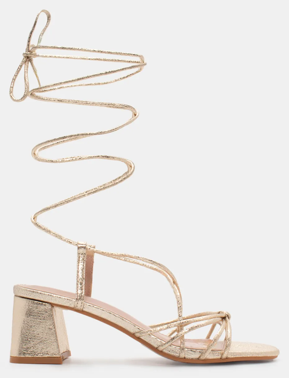 Πέδιλα Lace Up με Σχέδιο Κόμπο - Χρυσό