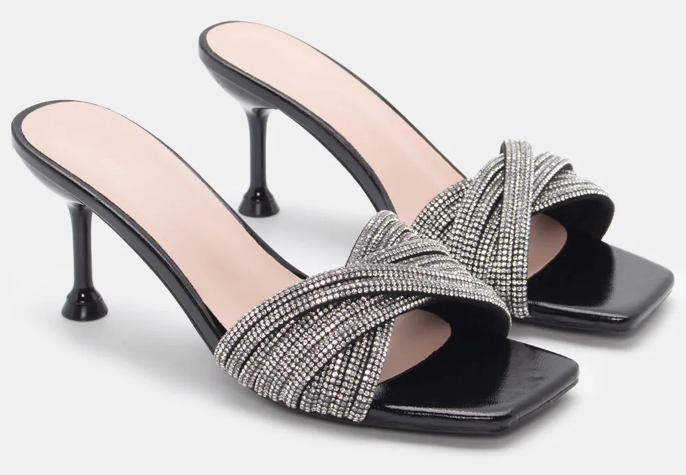 Mules με Φάσα Από Strass - Μαύρο