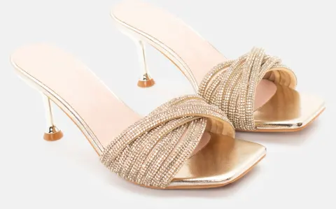 Mules με Φάσα Από Strass - Χρυσό